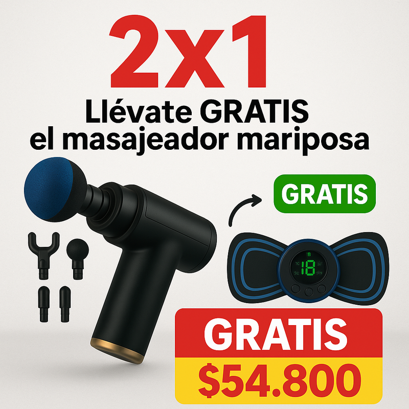 COMBO 2X1 - MASAJEADOR PISTOLA + GRATIS MARIPOSA